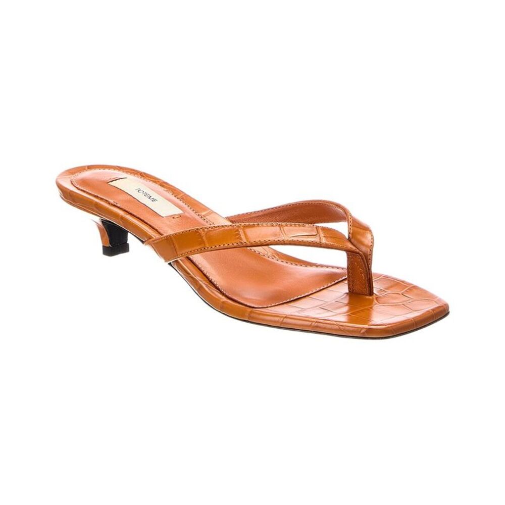 Toteme Croc-Embossed Sandal, Brown